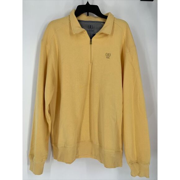 Vtg 90's Y2K Izod Mens Yellow Long Sleeve 1/4 Zip Pullover Sweater Sweatshirt XL - Picture 1 of 6